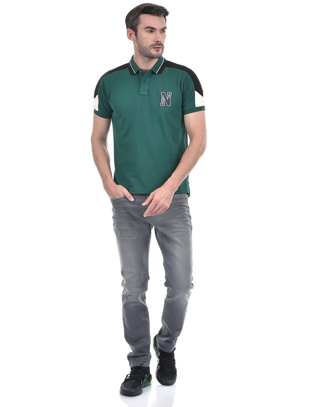 Numero Uno Men Color Block GREEN T-Shirt
